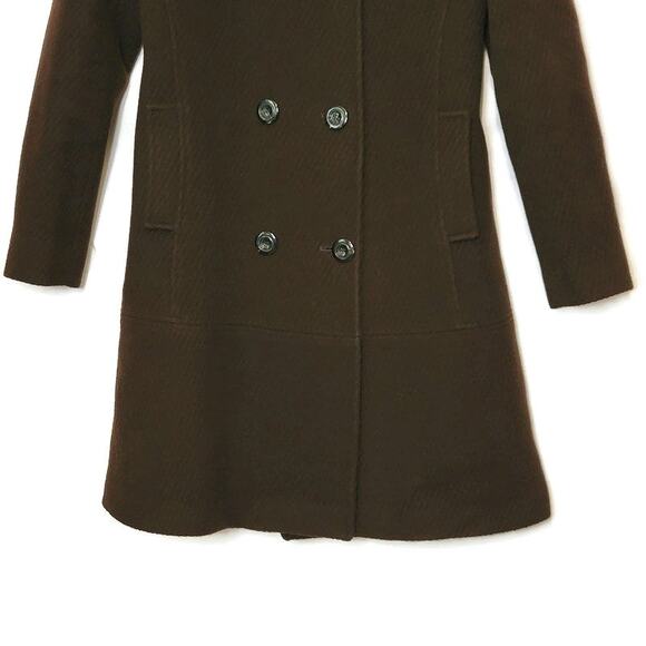 Searle Wool Mohair Double Breasted Wide Collar Brown A Line Coat Size 2 - Picture 5 of 16